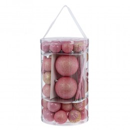 Набор елочных игрушек 56 шт розовый