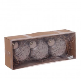 Набор елочных украшений 3 шт 14 см бежевый