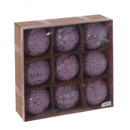 Набор елочных украшений 9 шт 8 см фиолетовый