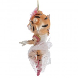 Игрушка елочная Тигрёнок в костюме стекло 14 см