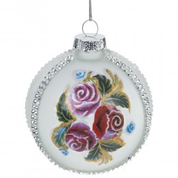 Набор шаров 8 см стекло 12 шт с цветочным рисунком