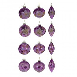 Набор шаров 8 см стекло 12 шт фиолетовый