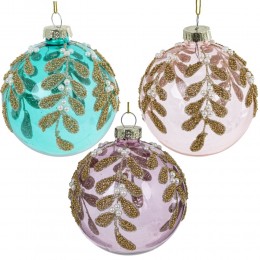 Набор шаров 8 см стекло 12 шт голубой, розовый, сиреневый