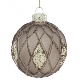 Набор шаров 8 см стекло 12 шт бежевый с золотом