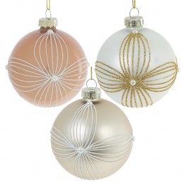 Набор шаров 8 см стекло 12 шт белый и розовый