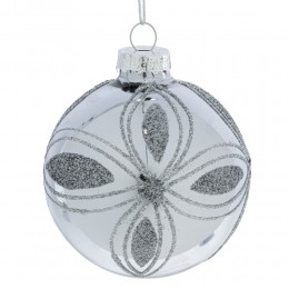 Набор шаров 8 см стекло 12 шт голубой и серебро