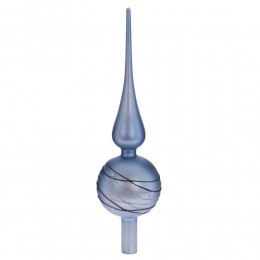 Верхушка на елку Линии стекло 31 см голубая