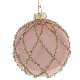 Набор шаров 8 см стекло 12 шт бежево-розовый