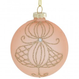 Набор шаров 8 см стекло 12 шт бежево-розовый