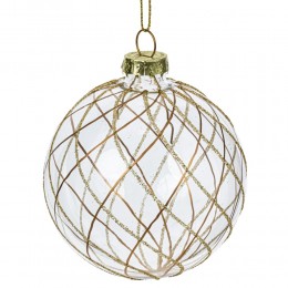 Набор шаров 8 см стекло 12 шт прозрачный с золотом