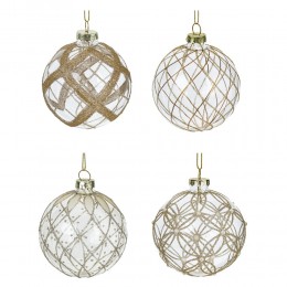 Набор шаров 8 см стекло 12 шт прозрачный с золотом