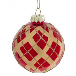 Набор шаров 8 см стекло 12 шт красный с золотом