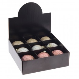 Набор шаров 10 см стекло 9 шт розовый, белый и бежевый