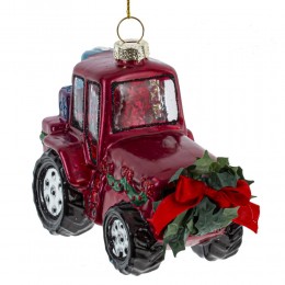 Игрушка елочная Трактор стекло 10,5 см