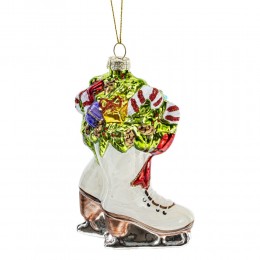 Игрушка елочная Коньки стекло 9,5 см