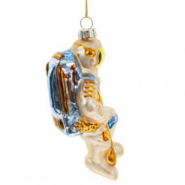 Игрушка елочная Космонавт стекло 14,5 см