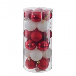 Набор шаров 6 см 24 шт белый и красный