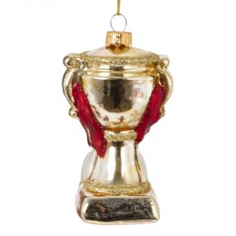 Игрушка елочная Футбольный кубок стекло 11 см