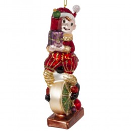 Игрушка елочная Эльф на колесе стекло 15 см