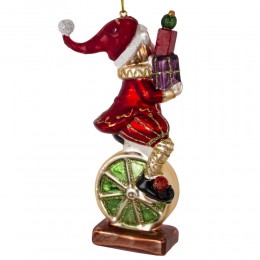 Игрушка елочная Эльф на колесе стекло 15 см