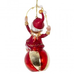 Игрушка елочная Эльф на шаре стекло 15,5 см