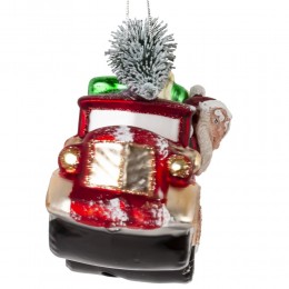 Игрушка елочная Машина Деда Мороза стекло 10,5 см