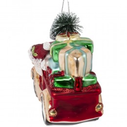 Игрушка елочная Машина Деда Мороза стекло 10,5 см