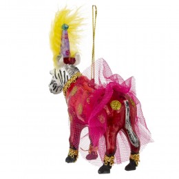 Игрушка елочная Зебра в костюме стекло 13 см