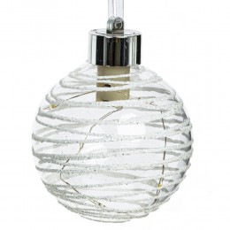 Елочный шар стеклянный с подсветкой 8 см спираль 2