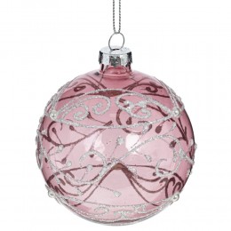 Елочный шар стеклянный 8 см розовый прозрачный