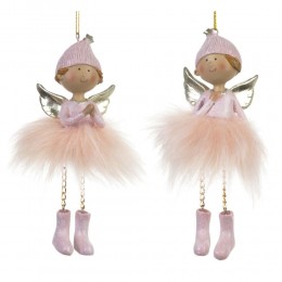 Игрушка елочная Ангелочек пластик 14 см в розовом