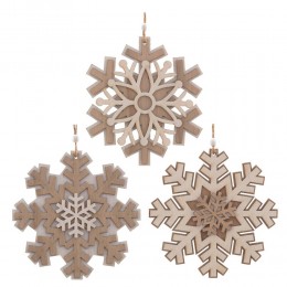 Игрушка елочная Снежинка дерево 16 см