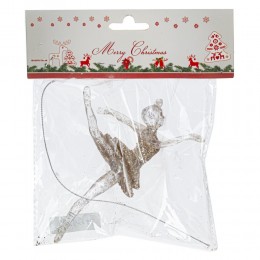 Игрушка елочная Балерина пластик 13 см золото