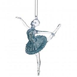 Игрушка елочная Балерина пластик 13 см голубая