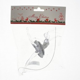 Игрушка елочная Балерина пластик 13 см серебро