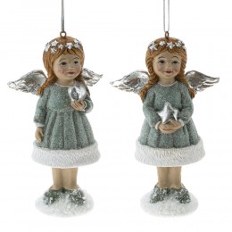 Игрушка елочная Ангел девочка пластик 12 см